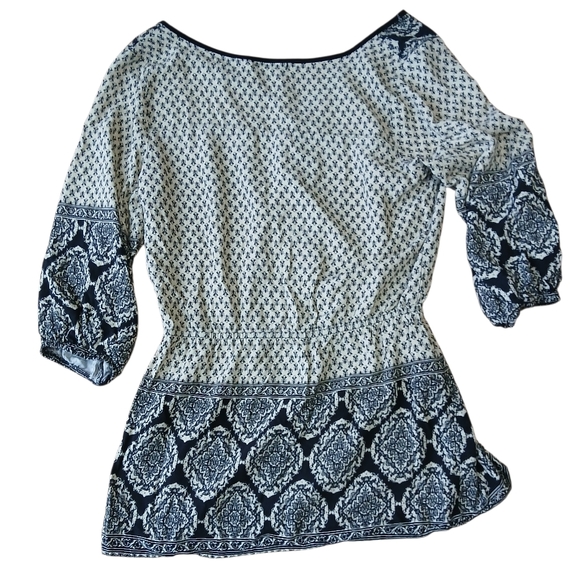 Maurices Women's Size Small Black and Cream Patterned Blouse - Picture 8 of 8